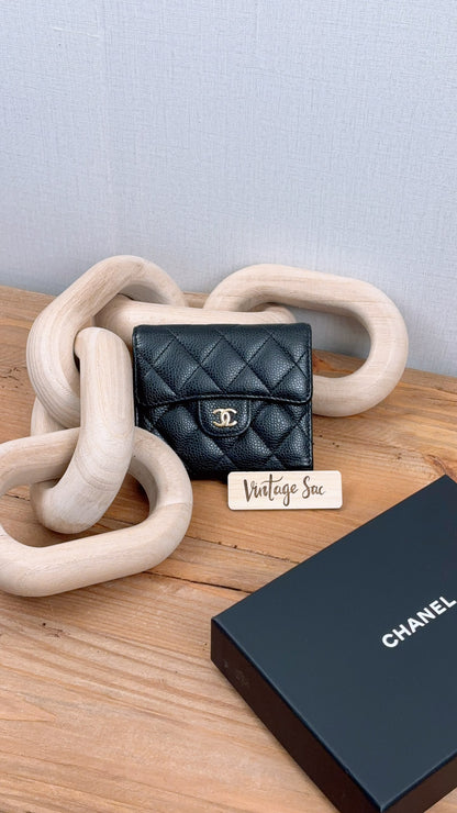 Black Caviar Classic Small Flap Wallet (LGHW)