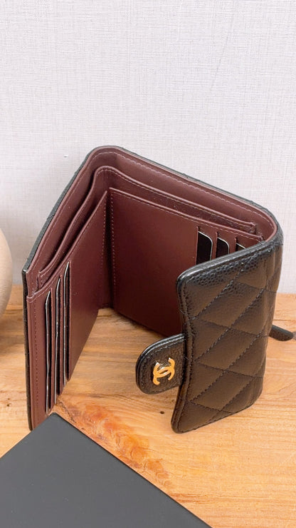 Black Caviar Classic Small Flap Wallet (LGHW)