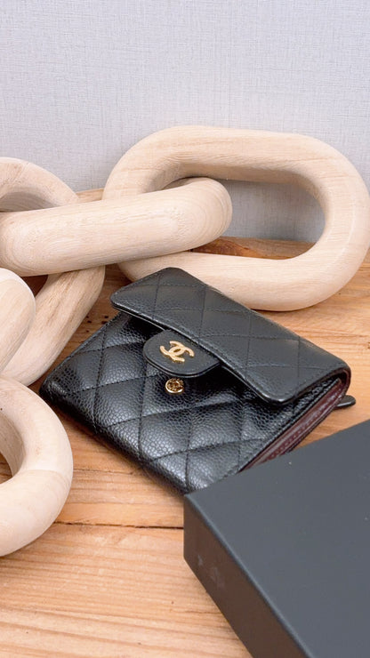 Black Caviar Classic Small Flap Wallet (LGHW)