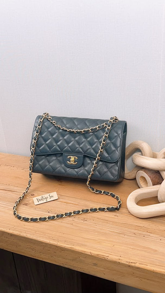 Chanel Black Caviar Classic Jumbo Flap Bag (GHW)