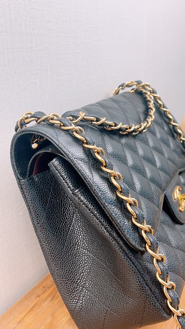 Chanel Black Caviar Classic Jumbo Flap Bag (GHW)