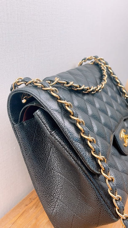 Chanel Black Caviar Classic Jumbo Flap Bag (GHW)
