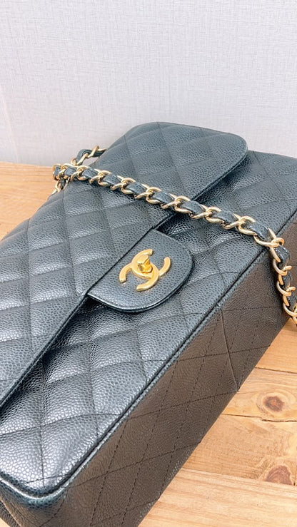 Chanel Black Caviar Classic Jumbo Flap Bag (GHW)