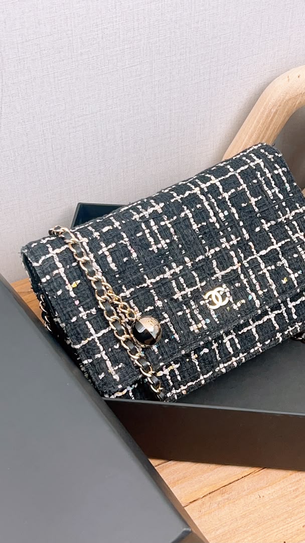 Chanel Black Tweed WOC (GHW)