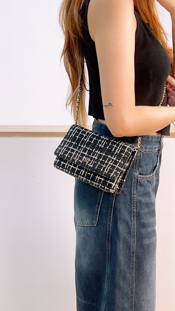Chanel Black Tweed WOC (GHW)