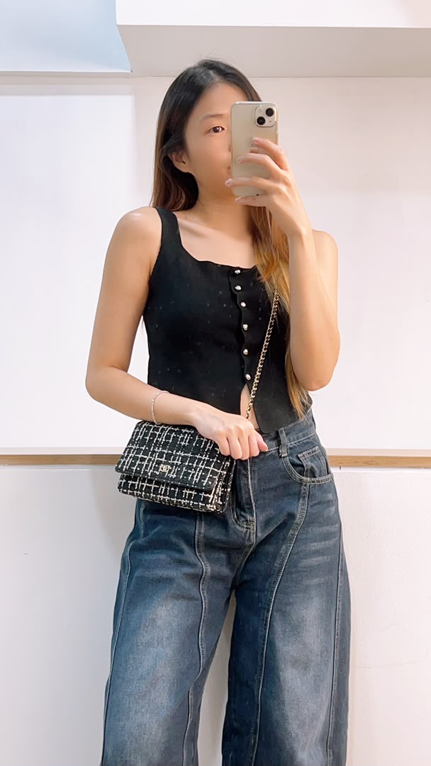 Chanel Black Tweed WOC (GHW)