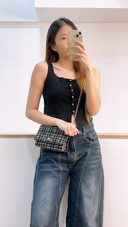 Chanel Black Tweed WOC (GHW)