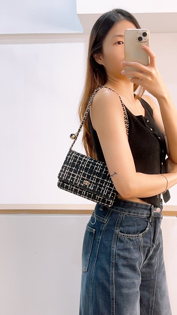 Chanel Black Tweed WOC (GHW)
