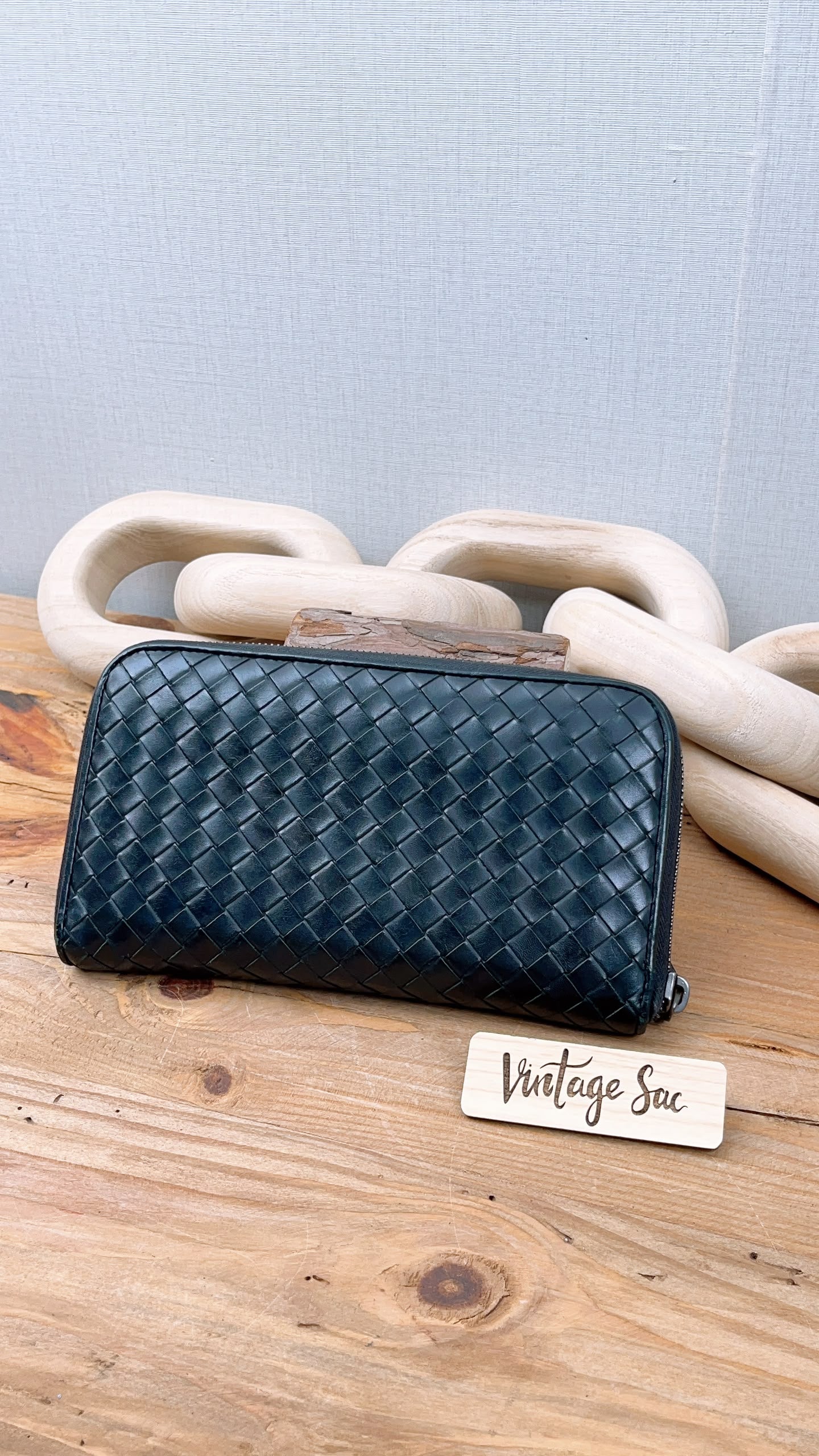 Bottega Veneta Black Nappa Intreciato Zip Wallet