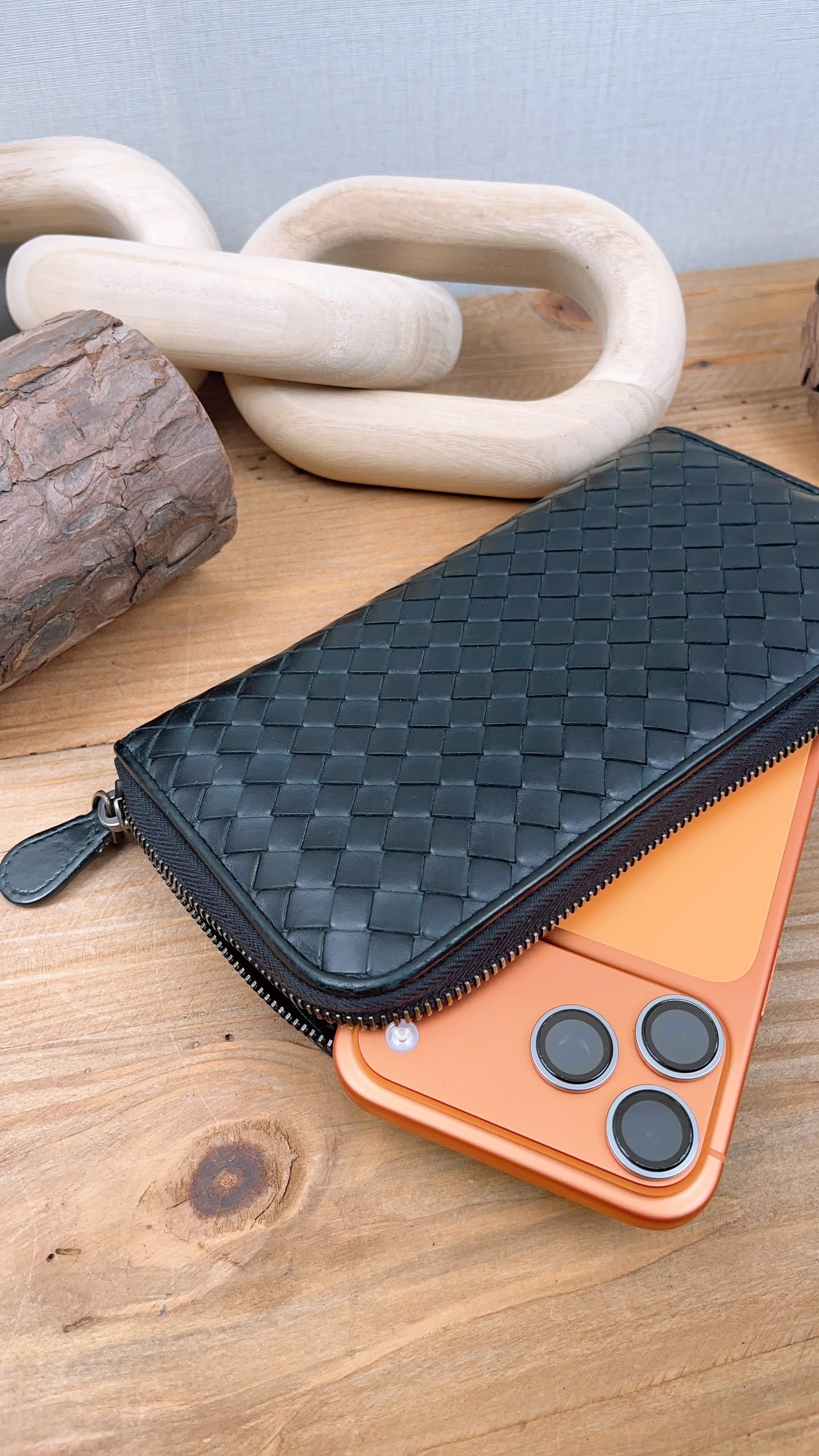 Bottega Veneta Black Nappa Intreciato Zip Wallet
