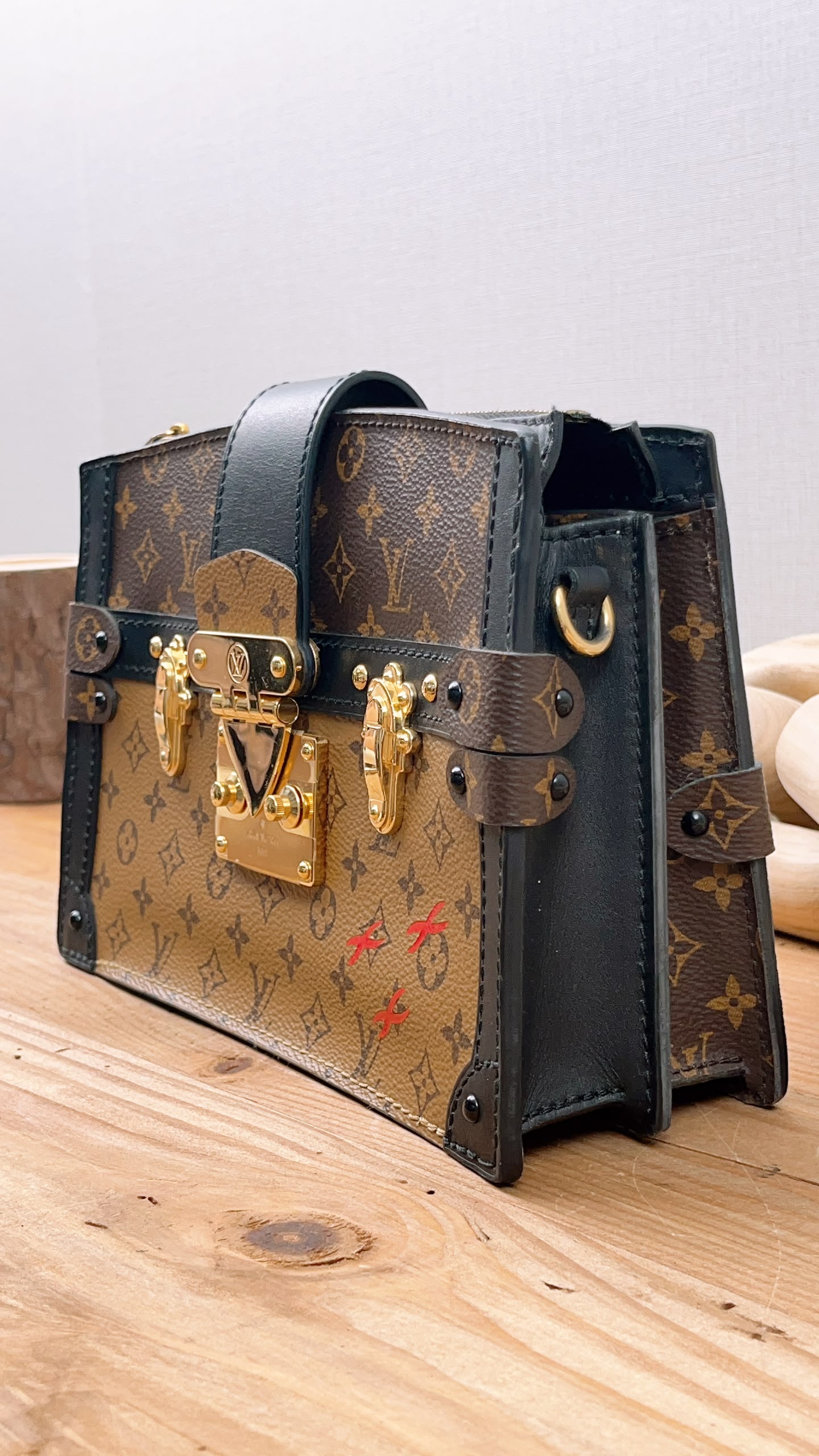 LV Reverse Monogram Trunk Clutch on Chain