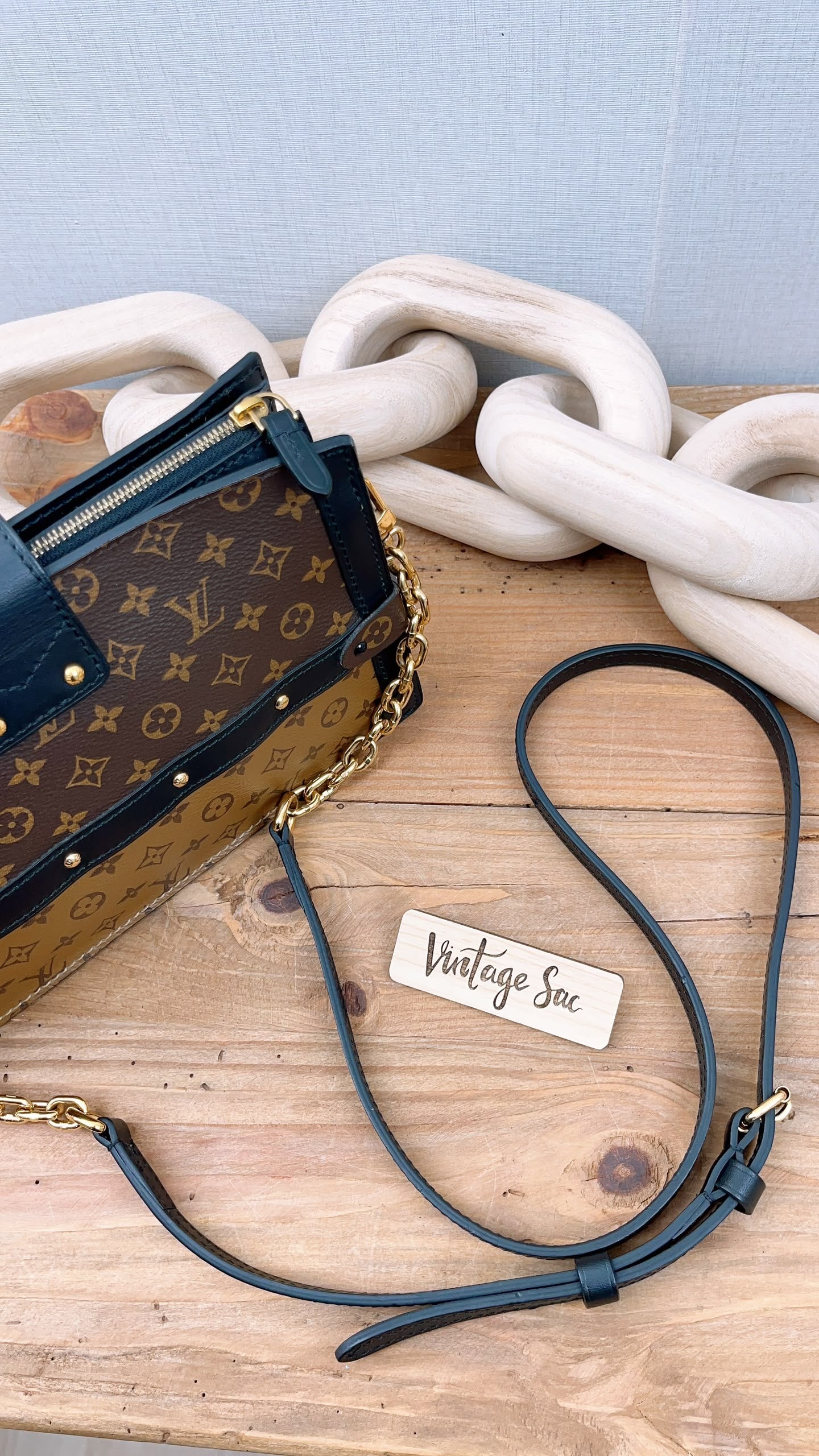 LV Reverse Monogram Trunk Clutch on Chain