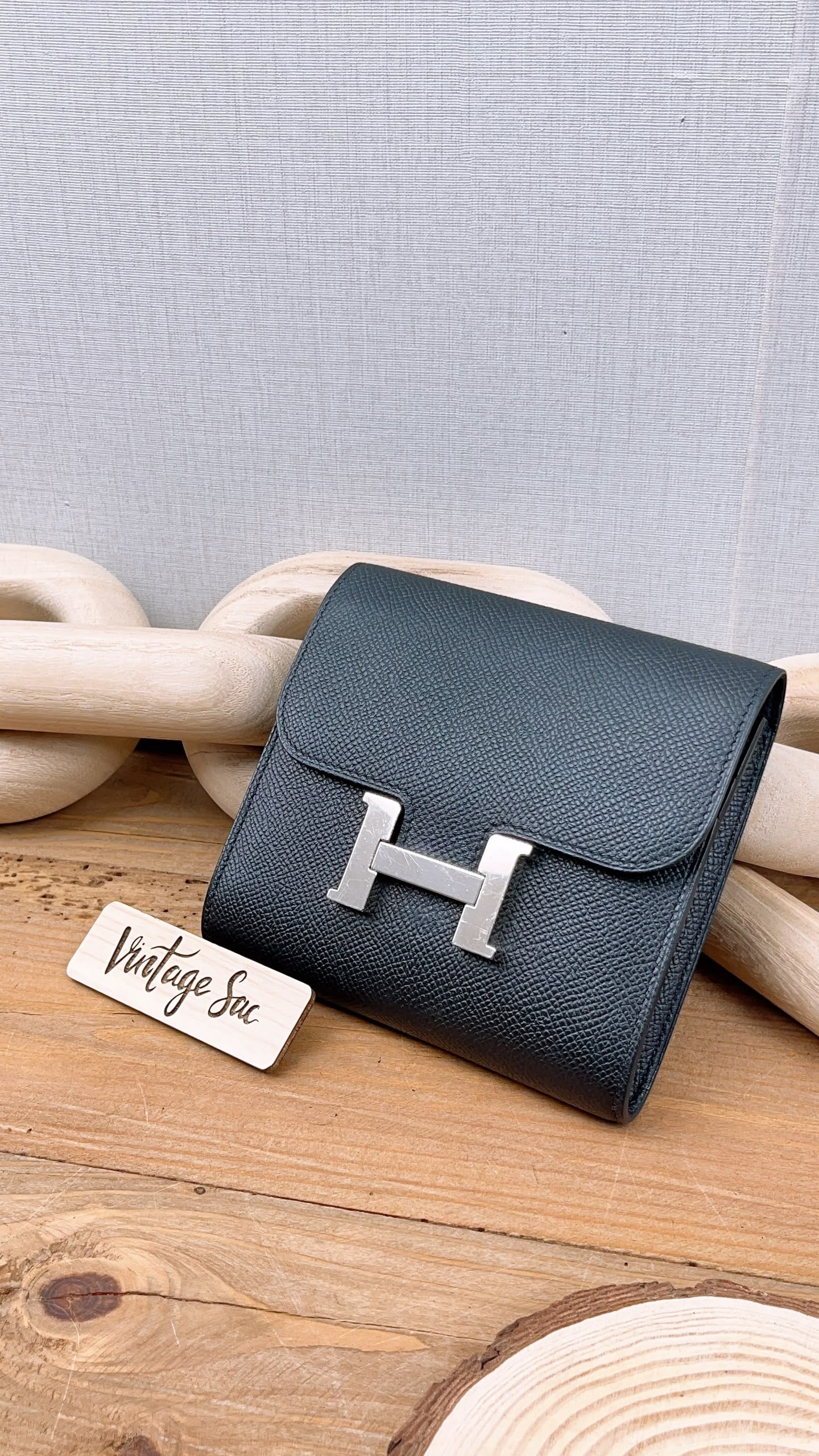 Hermes Noir Epsom Constance Compact Wallet (PHW)