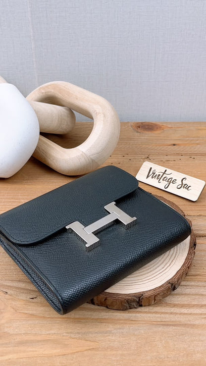 Hermes Noir Epsom Constance Compact Wallet (PHW)