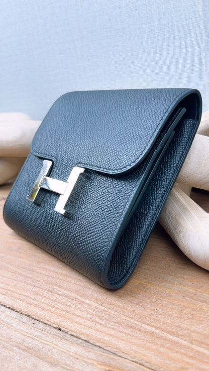 Hermes Noir Epsom Constance Compact Wallet (PHW)