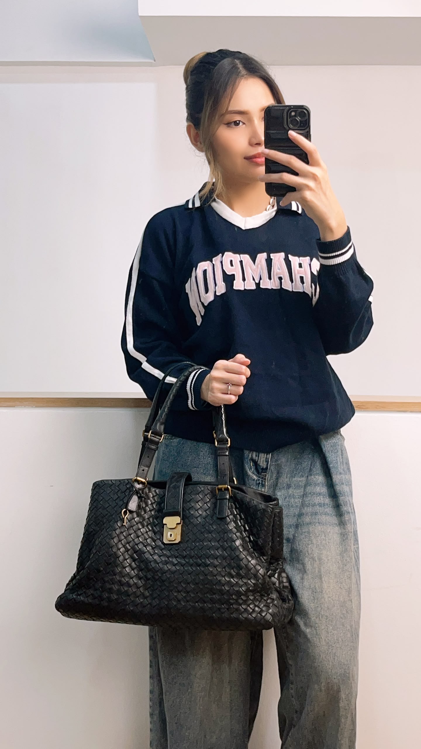 Bottega Veneta Black Medium Roma Nappa Intreciato