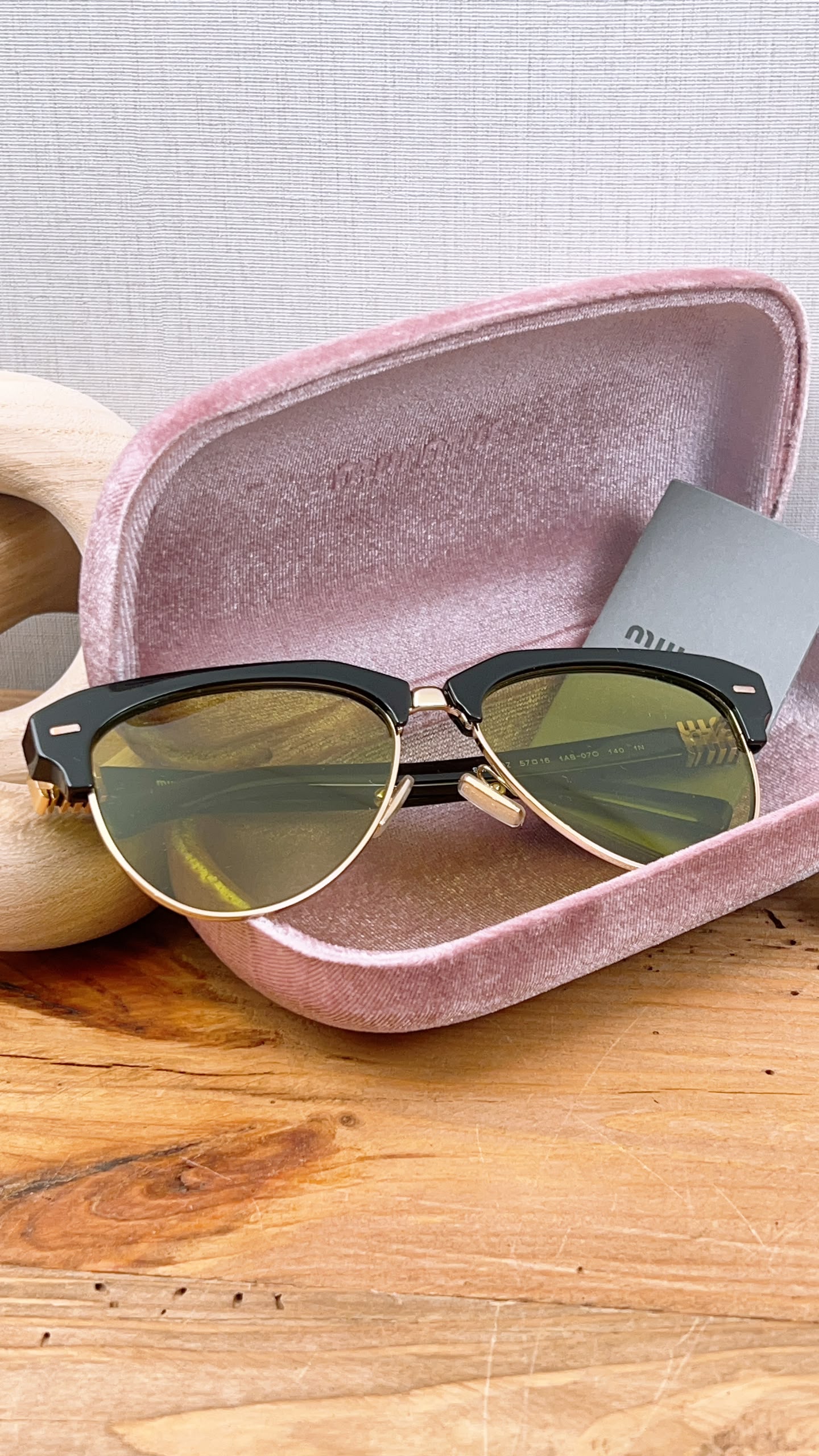 Miu Miu Yellow Aviator Style Acetate and Gold tone Sunglasses