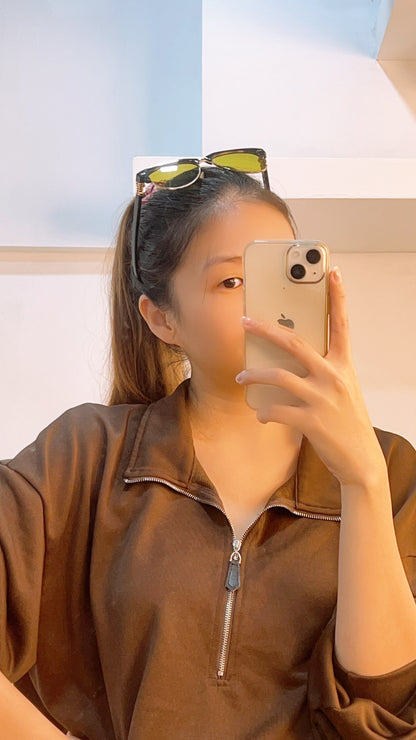 Miu Miu Yellow Aviator Style Acetate and Gold tone Sunglasses