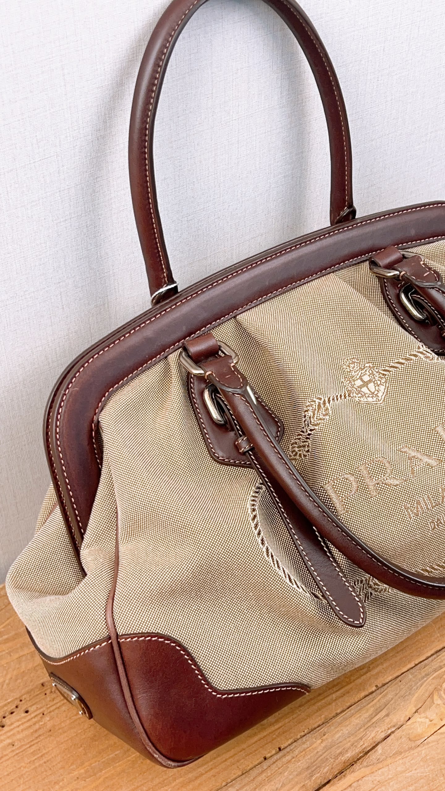 Prada Brown Logo Frame Handbag