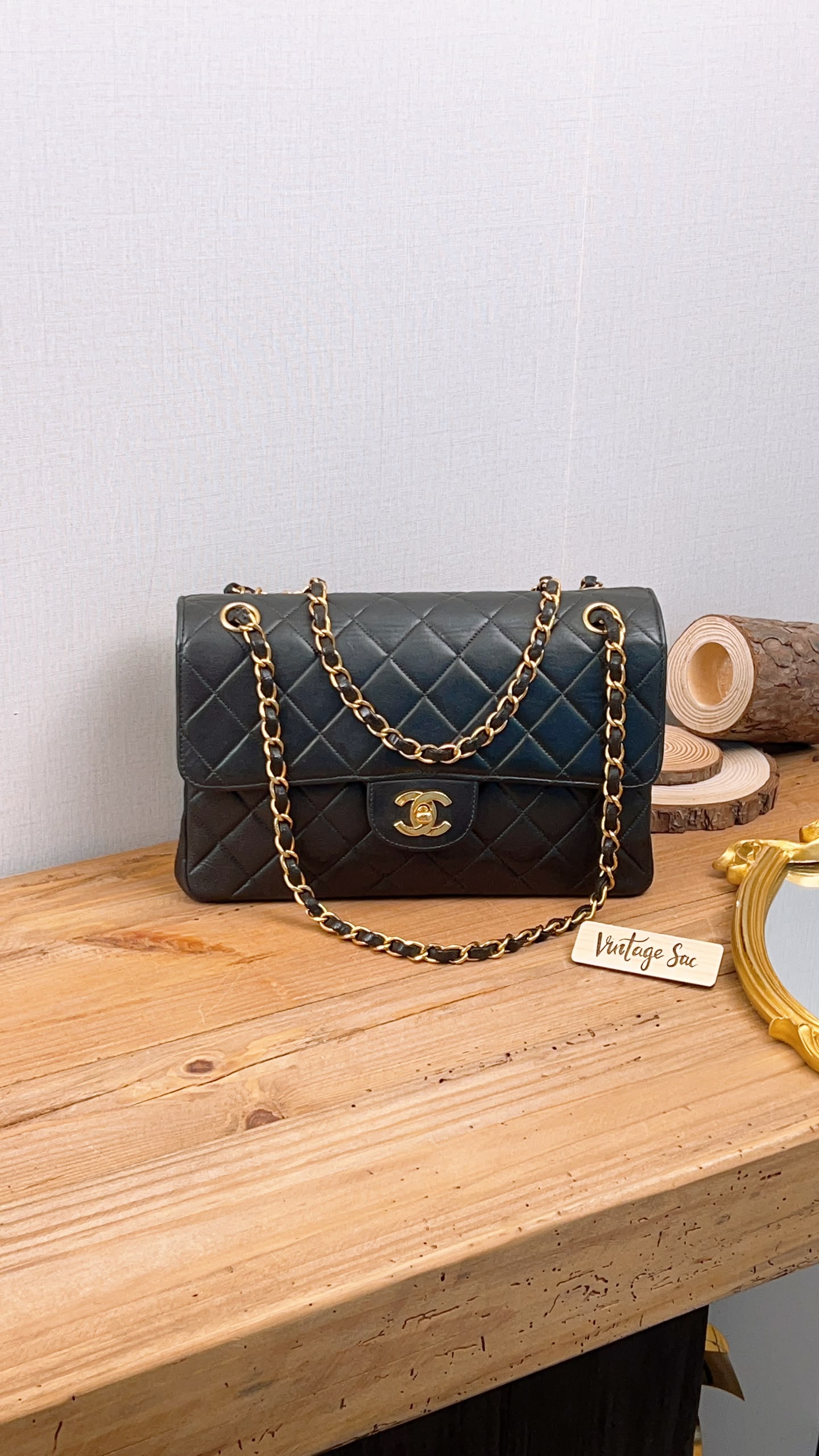 Chanel Black Lambskin Vintage Bi-face Flap