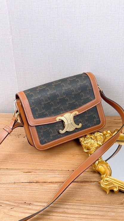 Celine Teen Triomphe Calfskin Crossbody Bag (GHW)