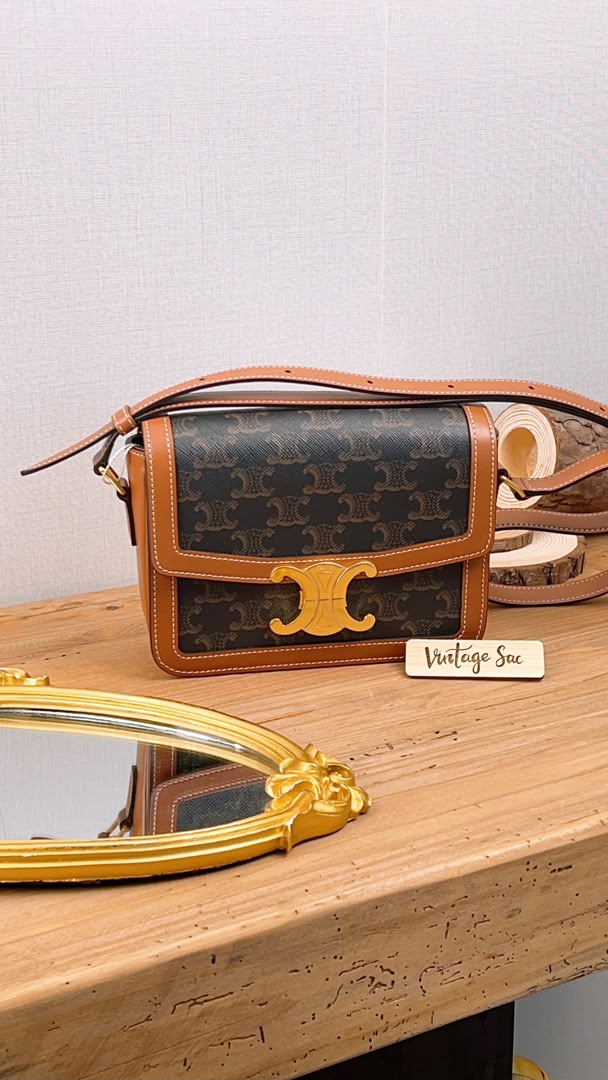 Celine Teen Triomphe Calfskin Crossbody Bag (GHW)