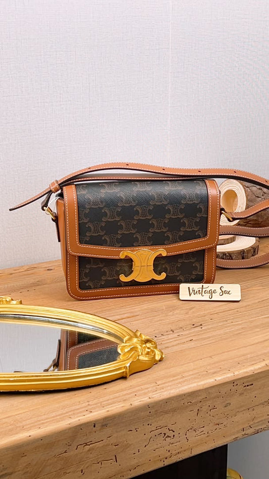 Celine Teen Triomphe Calfskin Crossbody Bag (GHW)