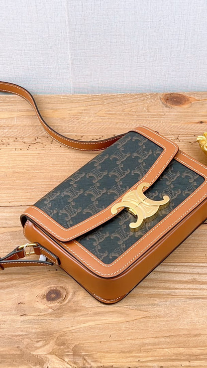 Celine Teen Triomphe Calfskin Crossbody Bag (GHW)