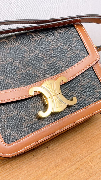 Celine Teen Triomphe Calfskin Crossbody Bag (GHW)