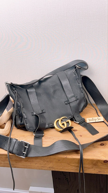 Gucci Black Marmont Laced Messenger Bag