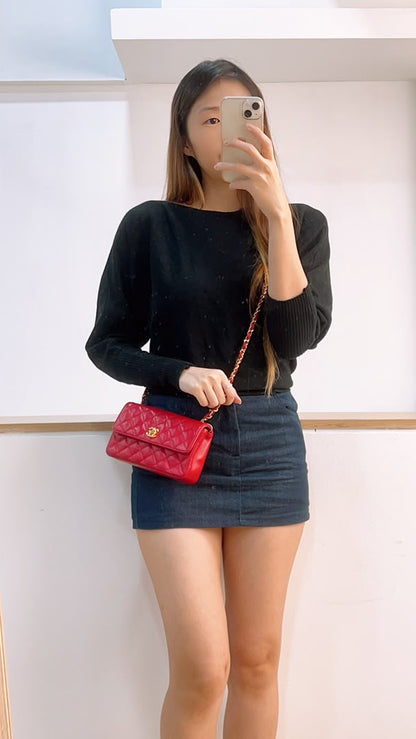 Chanel Red Lambskin Vintage Single Flap (GHW)