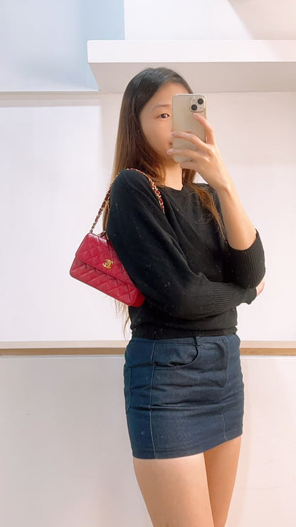Chanel Red Lambskin Vintage Single Flap (GHW)