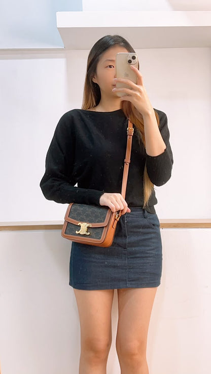 Celine Teen Triomphe Calfskin Crossbody Bag (GHW)