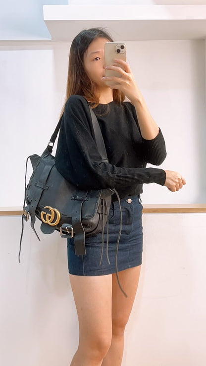 Gucci Black Marmont Laced Messenger Bag