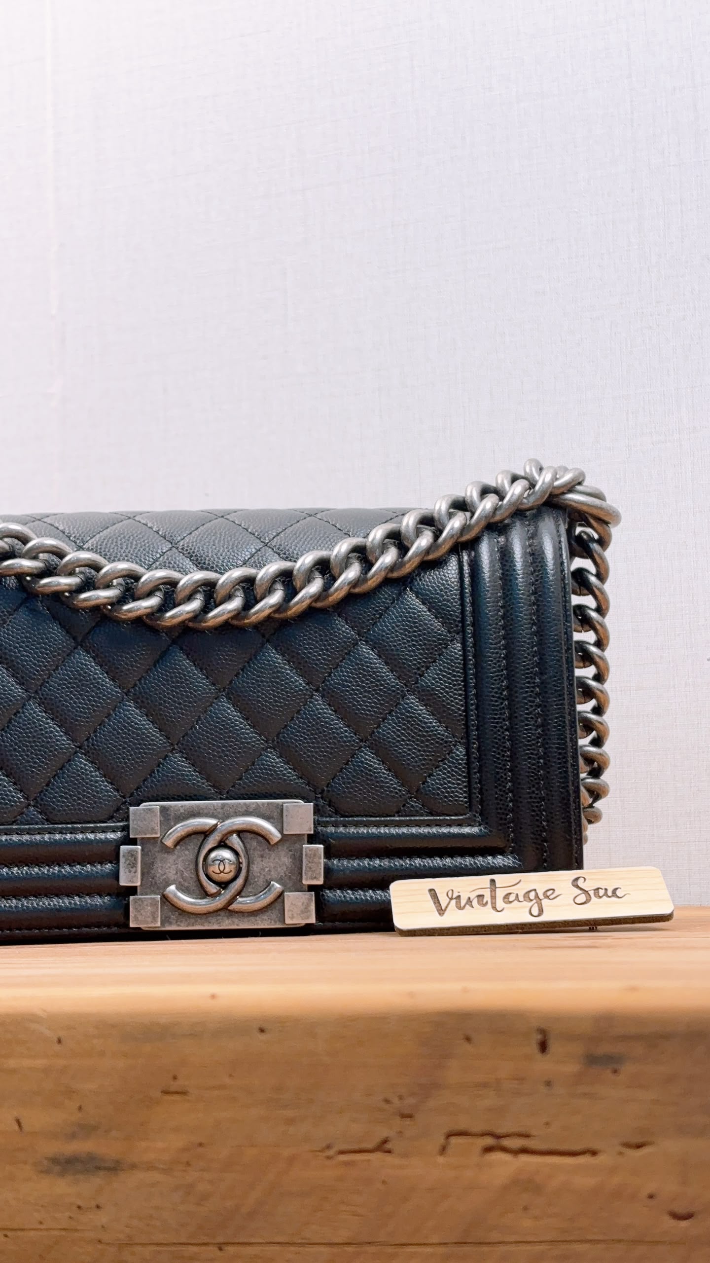 Chanel Black Caviar Small Boy (RHW)
