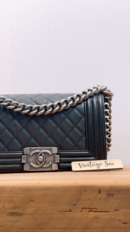 Chanel Black Caviar Small Boy (RHW)