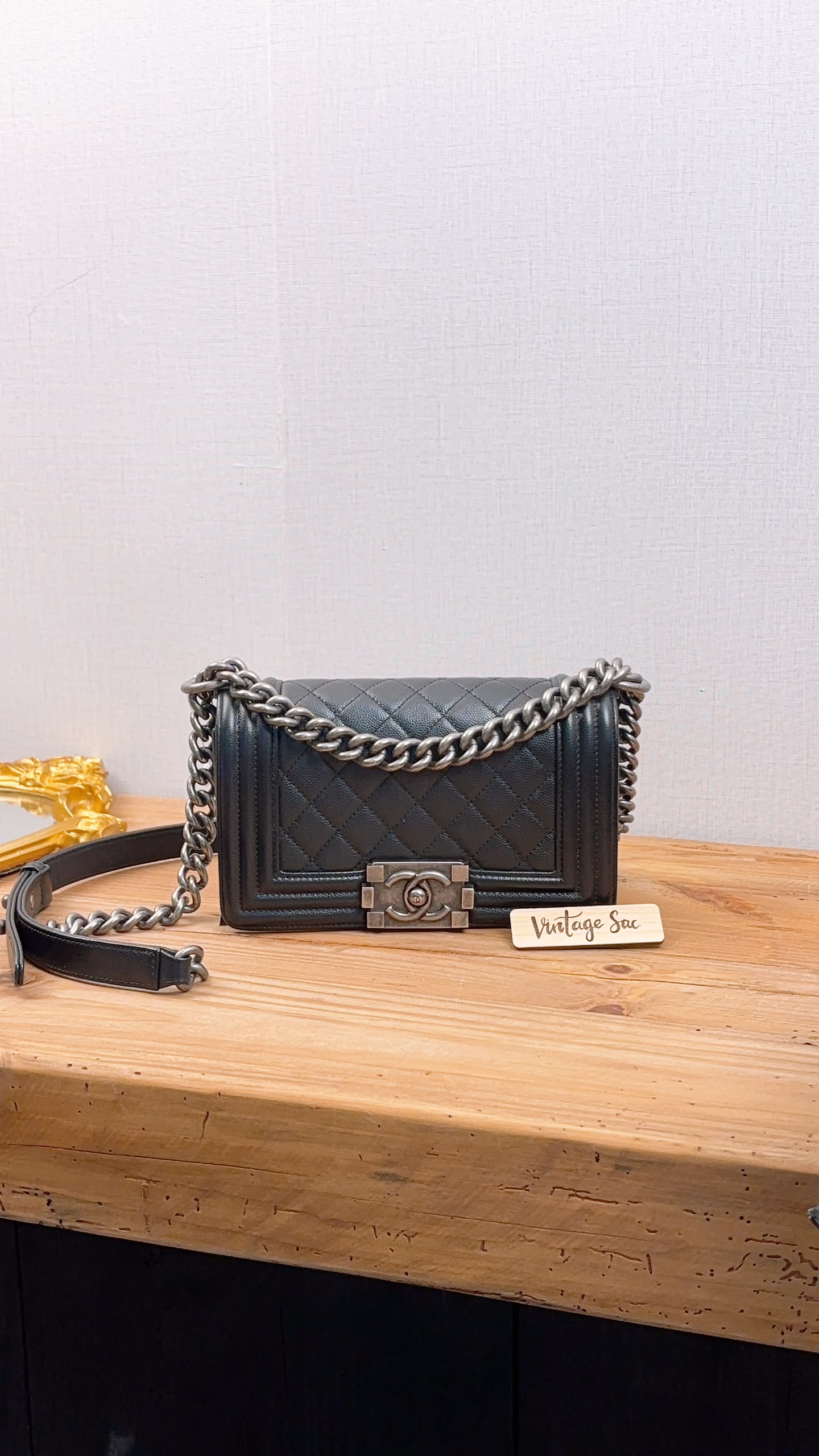 Chanel Black Caviar Small Boy (RHW)