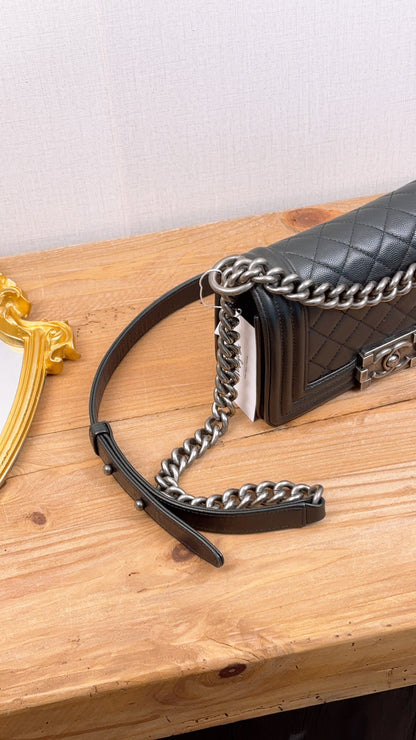 Chanel Black Caviar Small Boy (RHW)