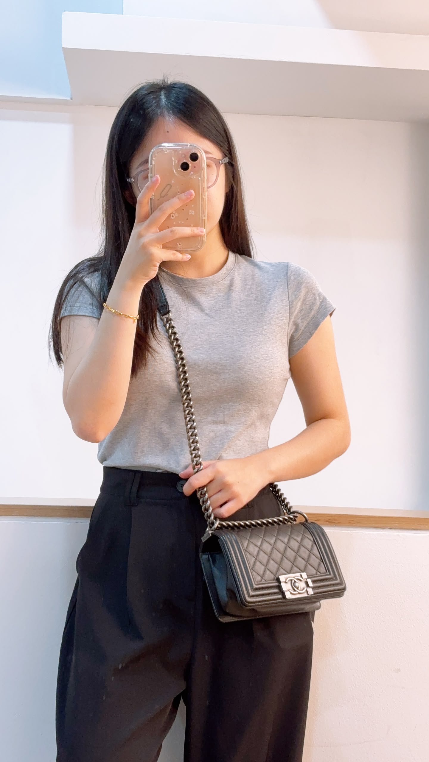 Chanel Black Caviar Small Boy (RHW)