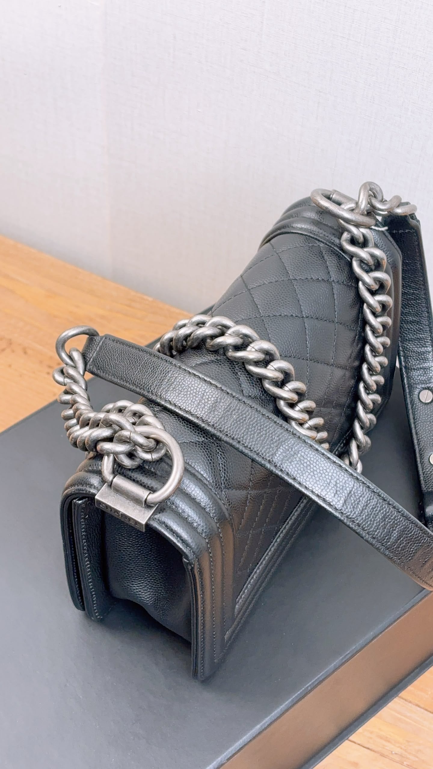 Chanel Black Caviar Small Boy (RHW)