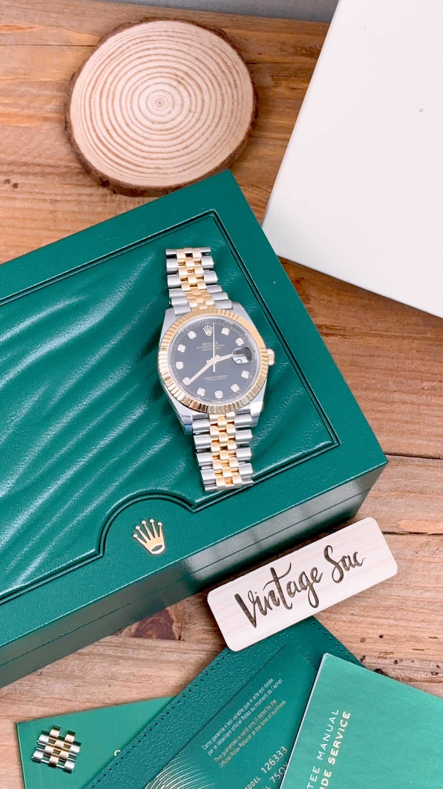 Rolex Black 18K Gold x Steel Datejust 41mm Auto Watch 126333-0006