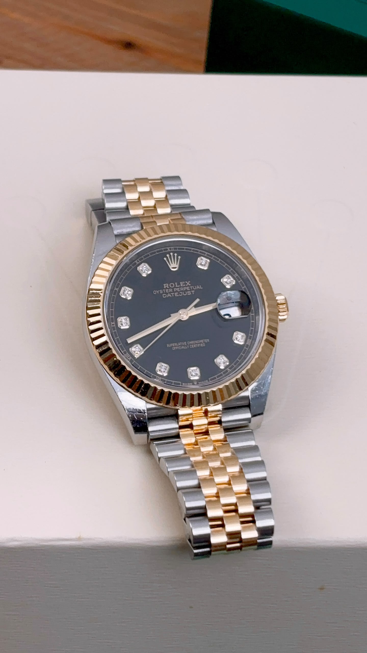 Rolex Black 18K Gold x Steel Datejust 41mm Auto Watch 126333-0006