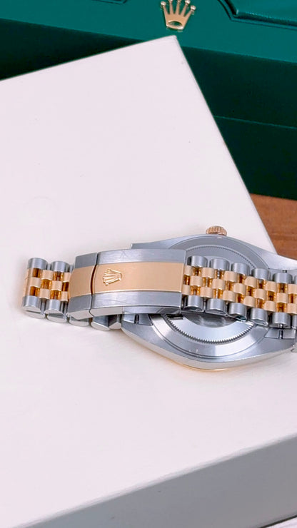 Rolex Black 18K Gold x Steel Datejust 41mm Auto Watch 126333-0006