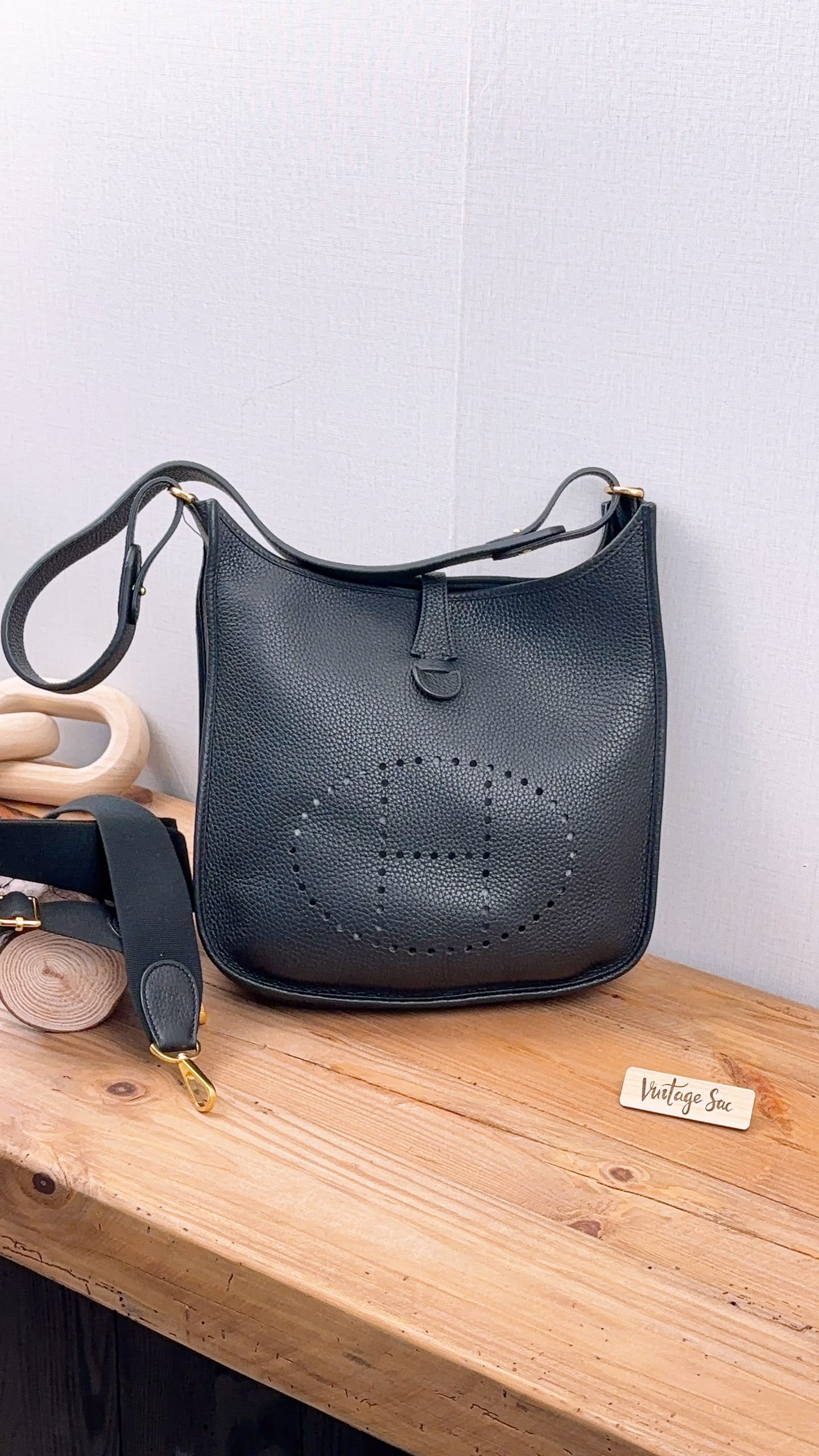 Hermes Black Evelyne PM (GHW)