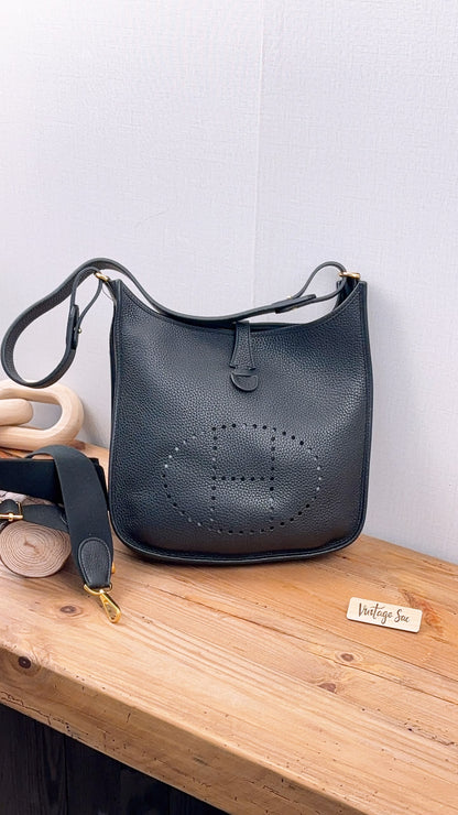 Hermes Black Evelyne PM (GHW)