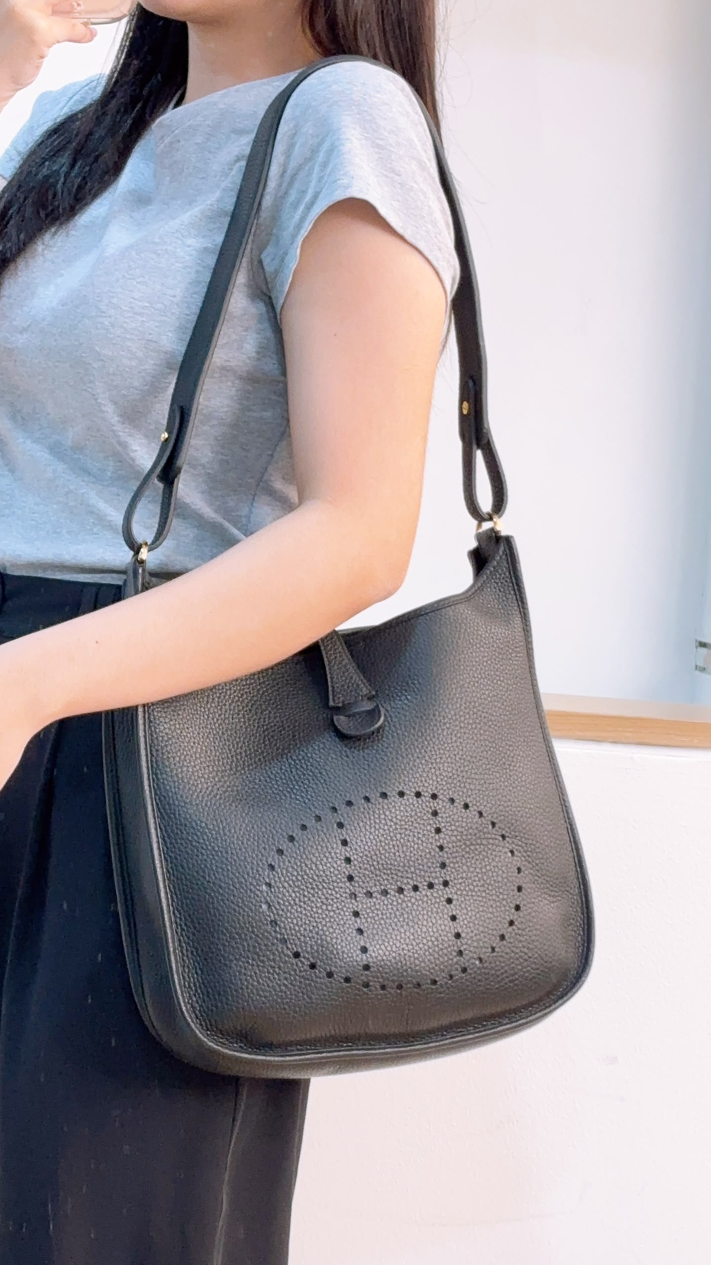 Hermes Black Evelyne PM (GHW)