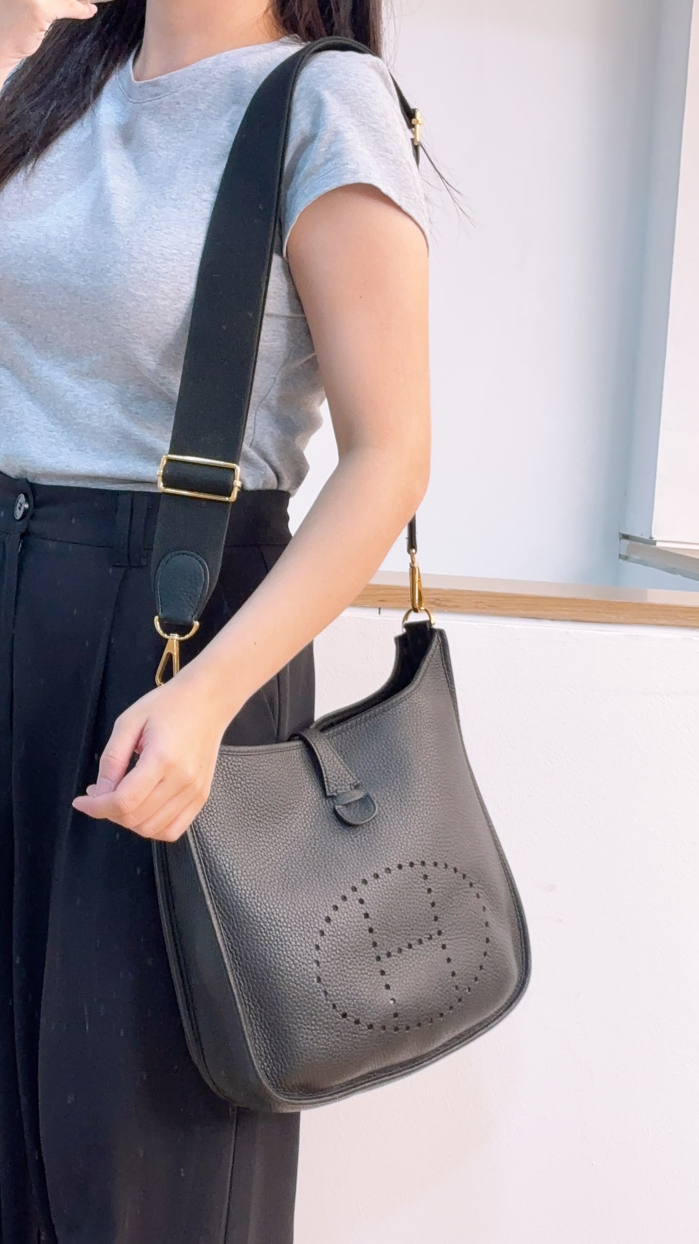 Hermes Black Evelyne PM (GHW)