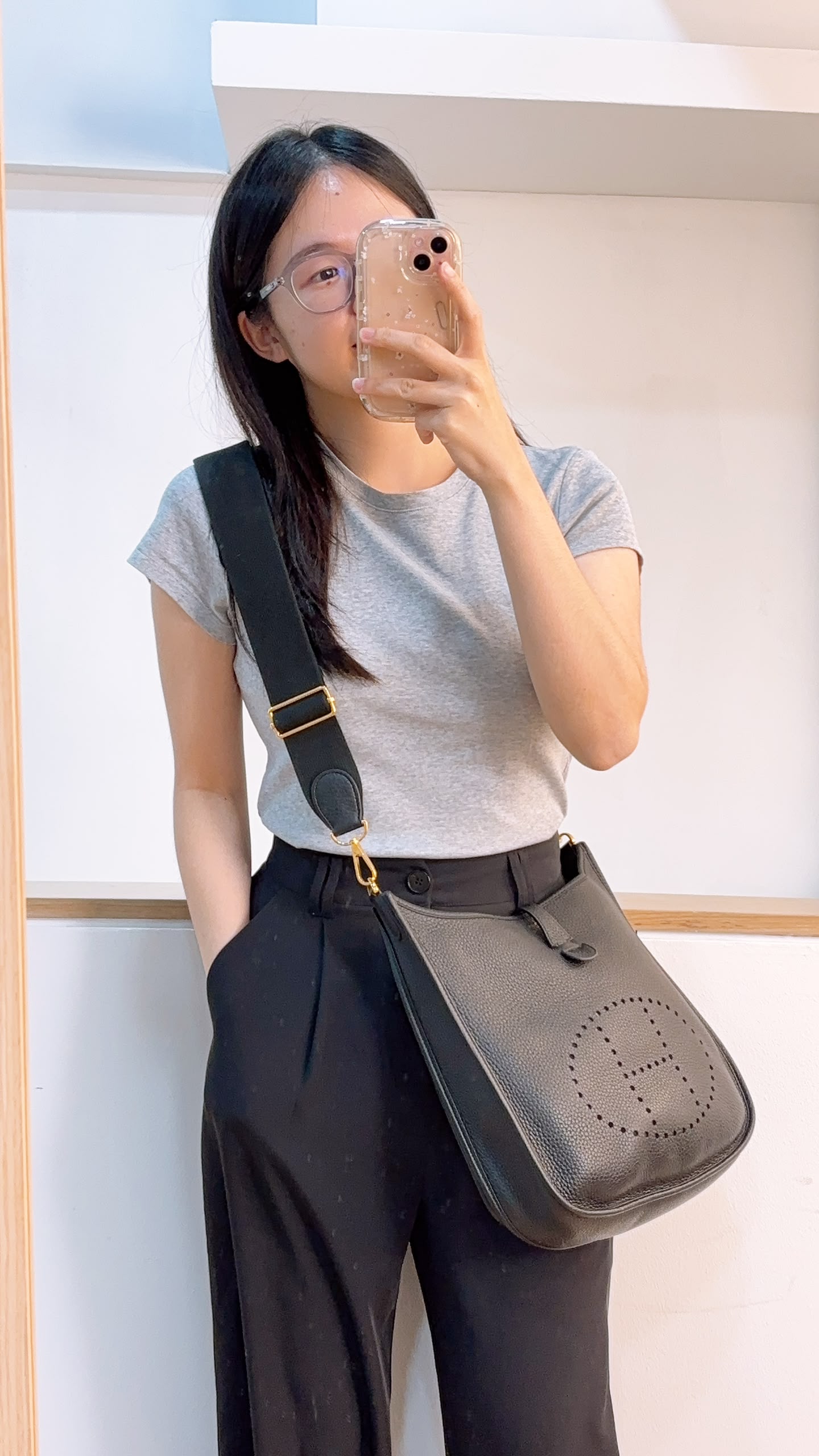 Hermes Black Evelyne PM (GHW)