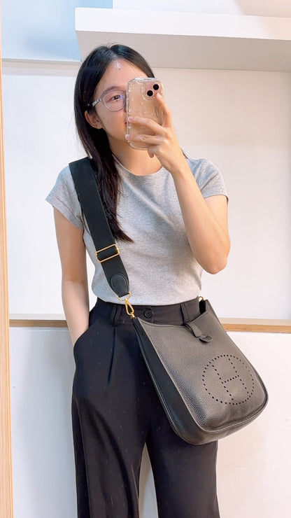 Hermes Black Evelyne PM (GHW)
