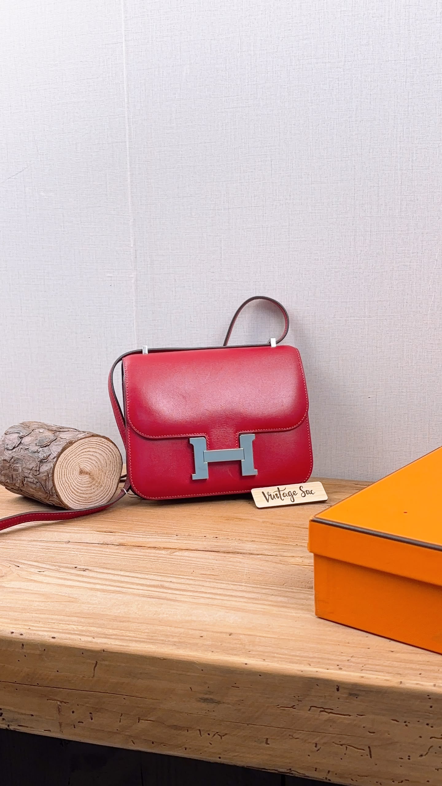Hermes Rouge Vif Mini Constance (PHW)